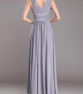 photo V-Neck Ruched Bust Sleeveless Maxi Party Dress by OASAP - Image 3