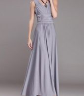 photo V-Neck Ruched Bust Sleeveless Maxi Party Dress by OASAP - Image 4