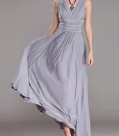 photo V-Neck Ruched Bust Sleeveless Maxi Party Dress by OASAP - Image 5