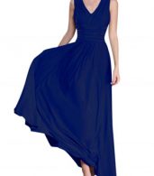 photo V-Neck Ruched Bust Sleeveless Maxi Party Dress by OASAP - Image 6