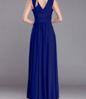 photo V-Neck Ruched Bust Sleeveless Maxi Party Dress by OASAP - Image 7