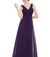 photo V-Neck Sleeveless Empire Waist Evening Party Dress by OASAP, color Purple - Image 1