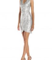 photo V-Neck Sleeveless Silver Sequin Midi Cocktail Dress by OASAP, color Silver - Image 2