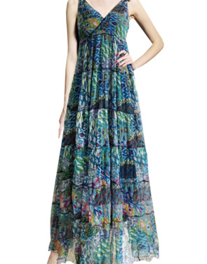 photo V-Neck Sleeveless Summer Printed Maxi Dress by OASAP, color Multi - Image 1