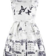 photo Vintage Butterfly Printing A-line Dress by OASAP, color Grey White - Image 1