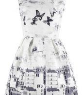photo Vintage Butterfly Printing A-line Dress by OASAP, color Grey White - Image 5
