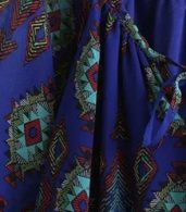 photo Vintage Elastic Waist Half Sleeve High Slit Print Maxi Dress by OASAP, color Multi - Image 6