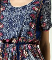 photo Vintage Floral Print Round Neck Short Sleeve Empire Maxi Dress by OASAP, color Multi - Image 6