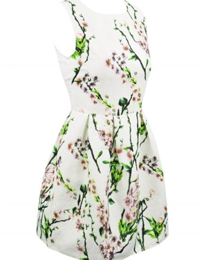 photo Vintage Floral Print Round Neck Sleeveless Dress by OASAP, color Multi - Image 2