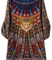 photo Vintage Geometric Print Lace-up Front Chiffon Dress by OASAP, color Multi - Image 5