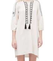 photo Vintage Long Sleeve Ethnic Embroidery Shift Dress by OASAP, color White - Image 1
