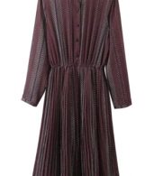 photo Vintage Long Sleeve Print Pleated Midi Dress by OASAP - Image 6
