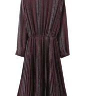 photo Vintage Long Sleeve Print Pleated Midi Dress by OASAP - Image 7