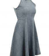 photo Vintage Mineral Wash Sleeveless High Waist Dress by OASAP, color Blue - Image 3