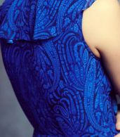 photo Vintage Print Flounce Lace-up Front High Low Maxi Dress by OASAP, color Royal Blue - Image 5
