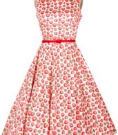 photo Vintage Strawberry Print Sleeveless A-line Dress by OASAP, color Multi - Image 1