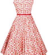 photo Vintage Strawberry Print Sleeveless A-line Dress by OASAP, color Multi - Image 3