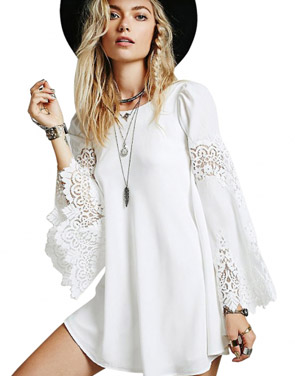 photo White Flared Sleeves Chiffon Mini Dress by OASAP, color White - Image 1