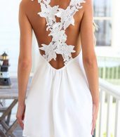 photo White Floral Crossover Back Mini Dress by OASAP, color White - Image 2