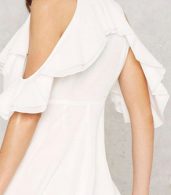 photo White Off Shoulder Deep V-Neck High Waist Cocktail Dress by OASAP, color White - Image 6