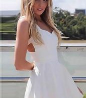 photo White Strappy Back Sleeveless Skater Dress by OASAP, color White - Image 1