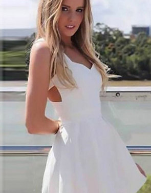 photo White Strappy Back Sleeveless Skater Dress by OASAP, color White - Image 1