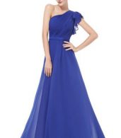 photo Womens One Shoulder Ruffle Sleeve Long Party Dress by OASAP, color Blue - Image 1