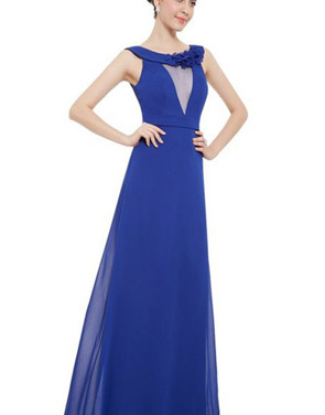photo Womens Sleeveless Floor Length Sapphire Blue Evening Dress by OASAP, color Royal Blue - Image 1