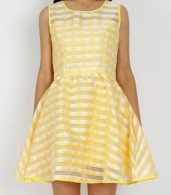 photo Yellow Zigzag Print Organza Dress by OASAP, color Yellow - Image 3