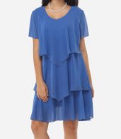 photo Rhinestone Designed V Neck Shift Dress by FashionMia, color Blue - Image 2