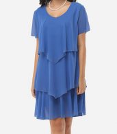 photo Rhinestone Designed V Neck Shift Dress by FashionMia, color Blue - Image 1