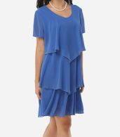 photo Rhinestone Designed V Neck Shift Dress by FashionMia, color Blue - Image 3