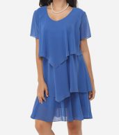 photo Rhinestone Designed V Neck Shift Dress by FashionMia, color Blue - Image 4