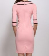 photo Color Block Bowknot Boat Neck Bodycon Dress by FashionMia - Image 3