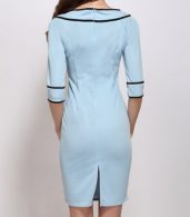 photo Color Block Bowknot Boat Neck Bodycon Dress by FashionMia - Image 6