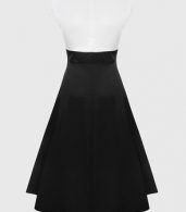 photo Color Block Lace Exquisite Round Neck Maxi Dress by FashionMia, color White Black - Image 6