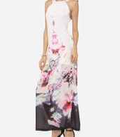photo Floral Printed Delightful Crew Neck Maxi Dress by FashionMia, color White - Image 4
