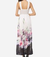 photo Floral Printed Delightful Crew Neck Maxi Dress by FashionMia, color White - Image 5