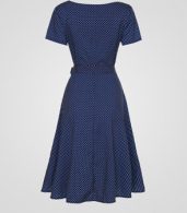 photo Polka Dot Bowknot Exquisite Round Neck Skater Dress by FashionMia, color Blue - Image 2