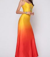 photo Gradient Sparkling Spaghetti Strap Maxi Dress by FashionMia, color Yellow - Image 2