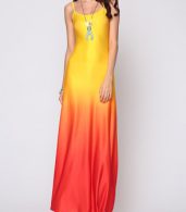 photo Gradient Sparkling Spaghetti Strap Maxi Dress by FashionMia, color Yellow - Image 1