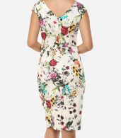 photo Floral Printed Charming Sweet Heart Bodycon Dress by FashionMia, color White - Image 4