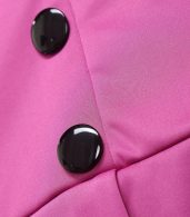 photo Color Block Decorative Buttons Elegant V Neck Bodycon Dress by FashionMia, color Rose - Image 6