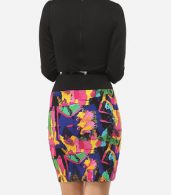 photo Assorted Colors Designed Asymmetric Neckline Bodycon Dress by FashionMia, color Peach - Image 4