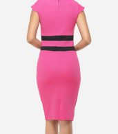 photo Color Block Split Striped Modern Sweet Heart Bodycon Dress by FashionMia, color Peach - Image 4