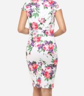 photo Floral Printed Delightful Sweet Heart Bodycon Dress by FashionMia, color White - Image 4