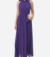 photo Two Way Falbala Dramatic Band Collar Maxi Dress by FashionMia, color Purple - Image 2