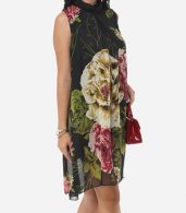 photo Floral Printed Courtly Shift Dress by FashionMia, color Black - Image 3