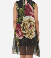 photo Floral Printed Courtly Shift Dress by FashionMia, color Black - Image 5