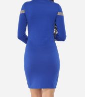 photo Printed Designed Round Neck Bodycon Dress by FashionMia, color Blue - Image 4